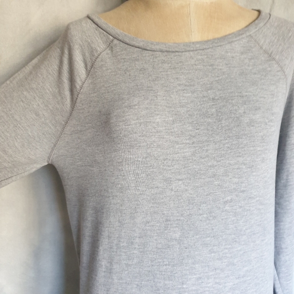 Champion Wm's Heather Grey French Terry Boatneck Sweatshirt Long Relaxed Fit MD - Picture 5 of 16